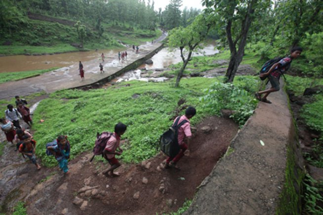 Photo: Indian Express, In Photos: A Rough Road To The Classroom | Leher NGO in India | Child Rights Organization