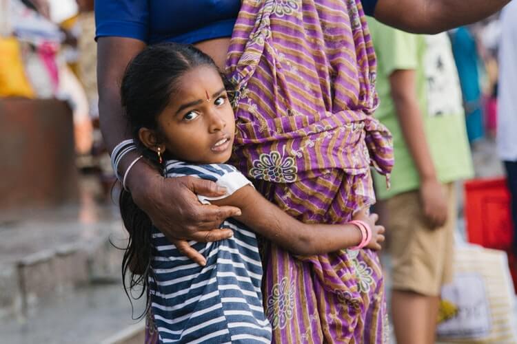 A child with her mother