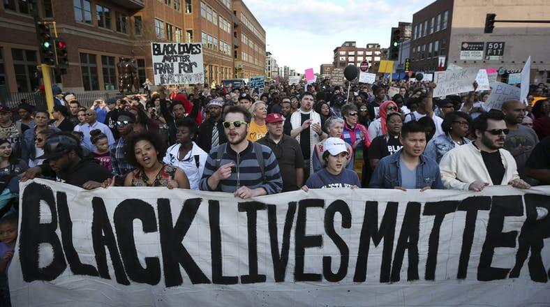 Protesters walking during a Black Lives Matter rally in Minneapolis Photo courtesy-  Black lives Matter