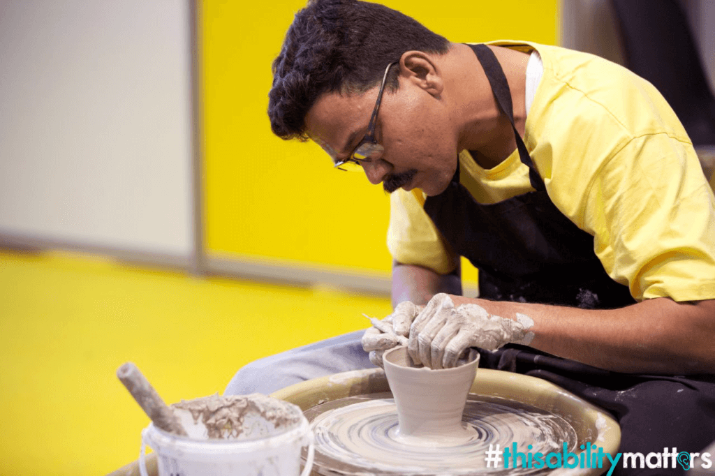 Nishant Pravin Bambarkar demonstrating pottery