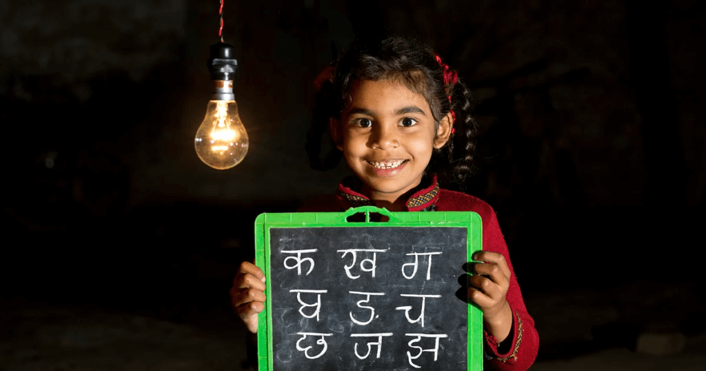 A child with a writing board